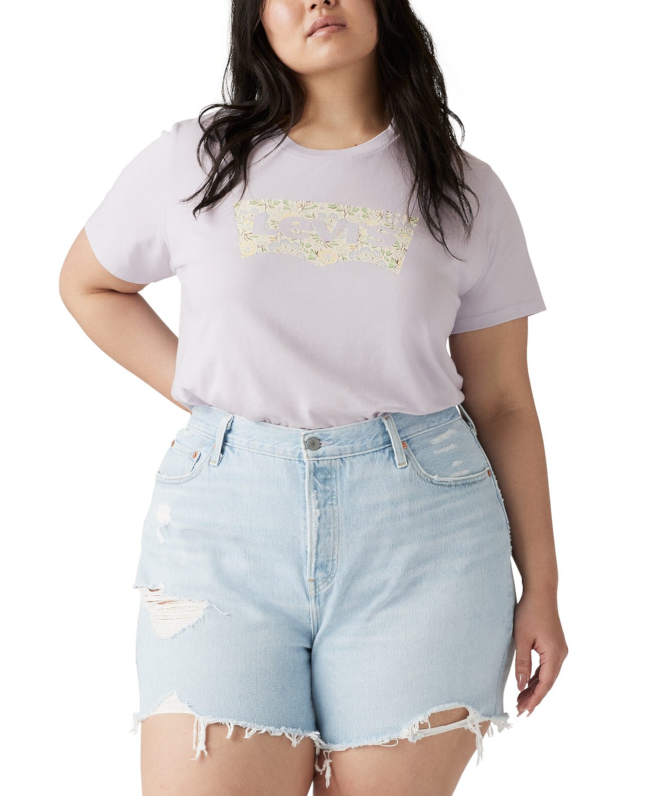 Plus Size Floral Logo Crewneck Cotton T-Shirt Levi's®