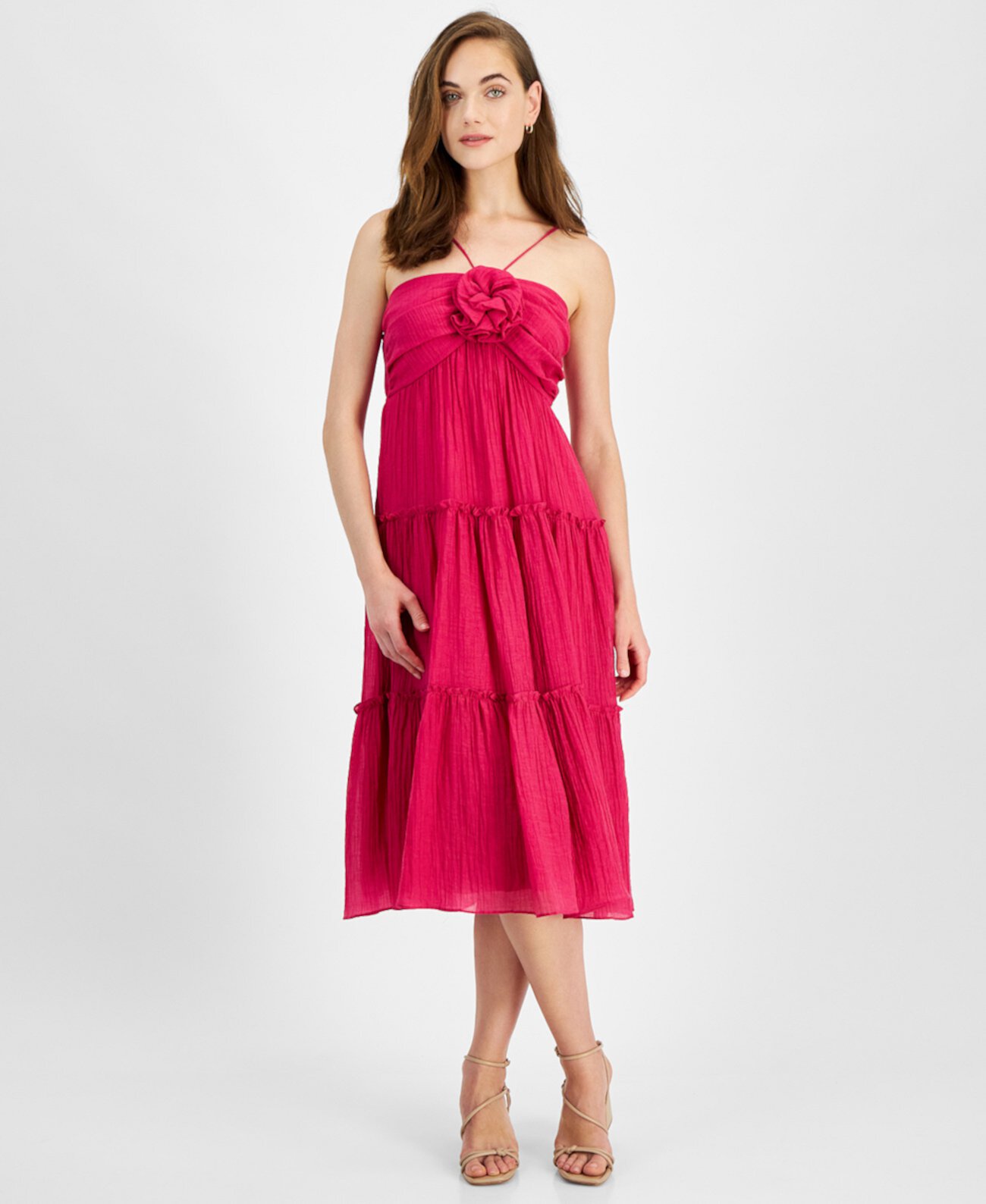 Juniors' Rosette Tiered Midi Dress City Studios