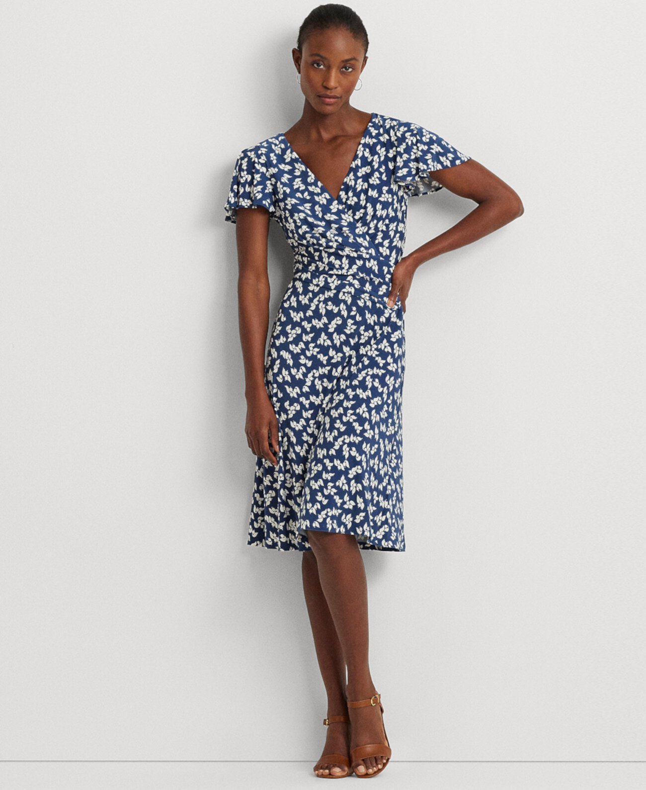 Women's Floral Stretch Jersey Surplice Dress LAUREN Ralph Lauren
