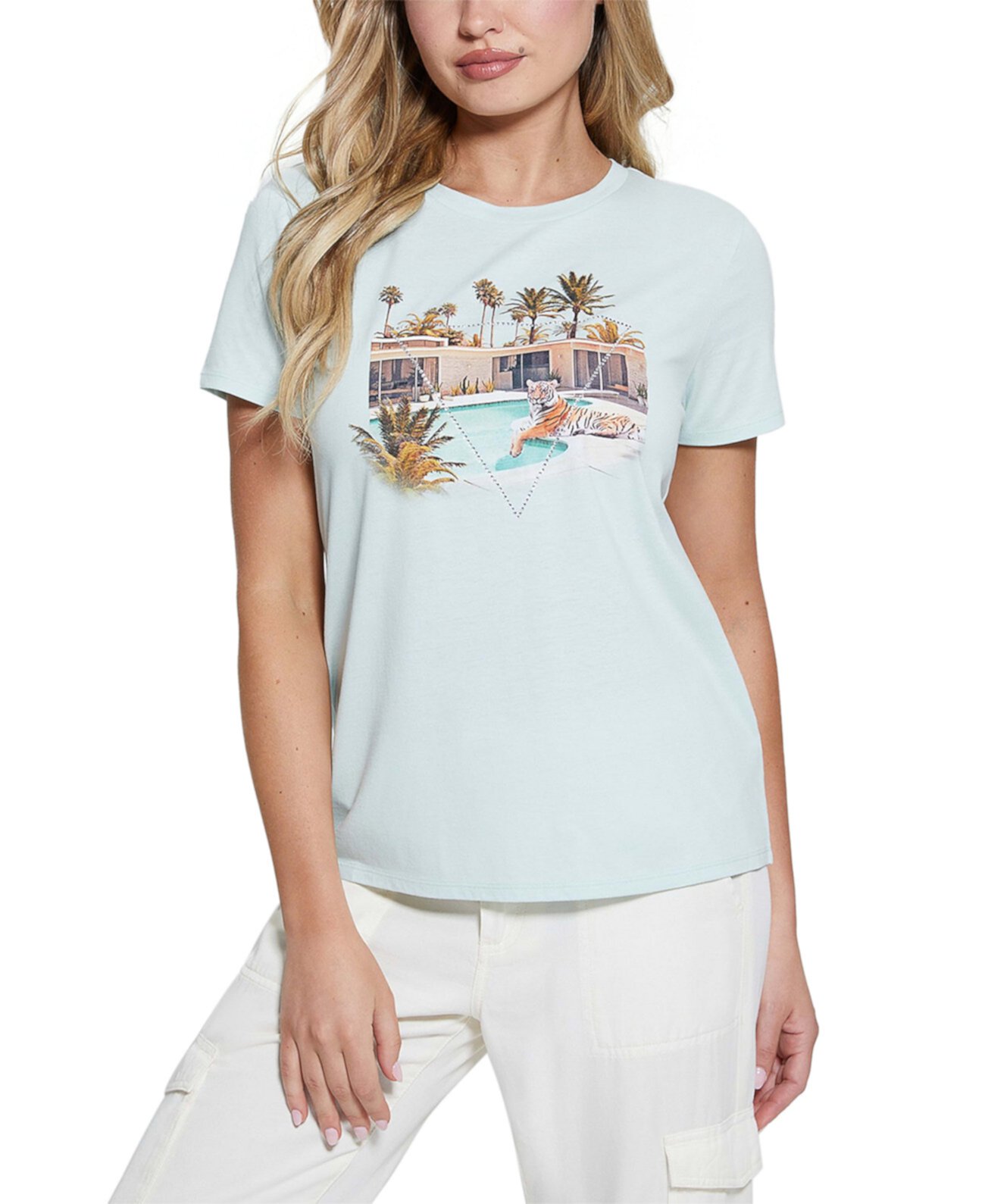 Women's Short Sleeve Poolside Tiger Easy T-Shirt GUESS