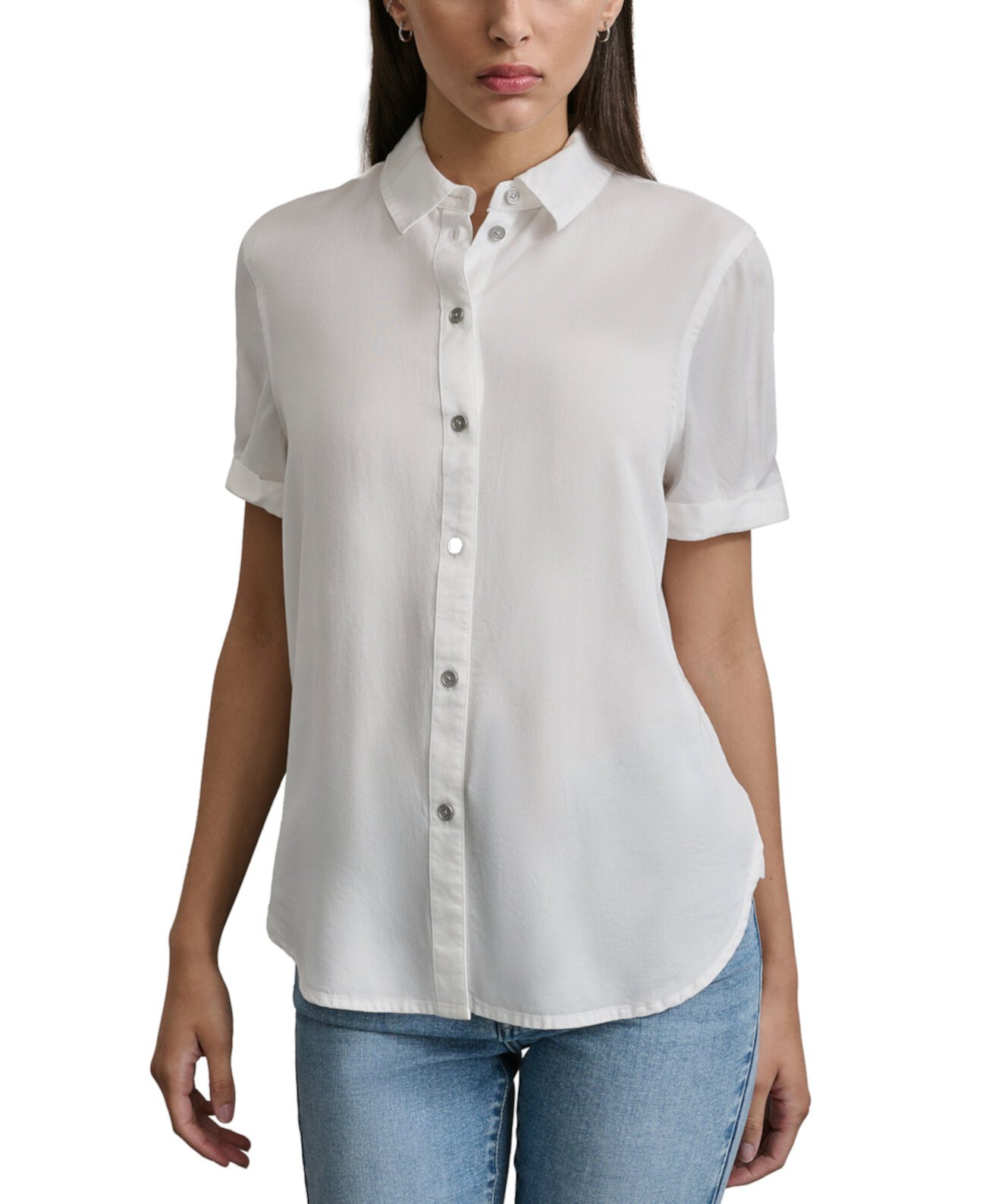 Women's Rolled-Sleeve Button-Up Shirt DKNY