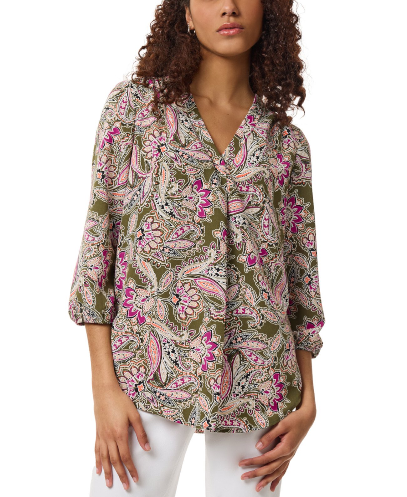 Women's Paisley 3/4-Sleeve Blouse Jones New York