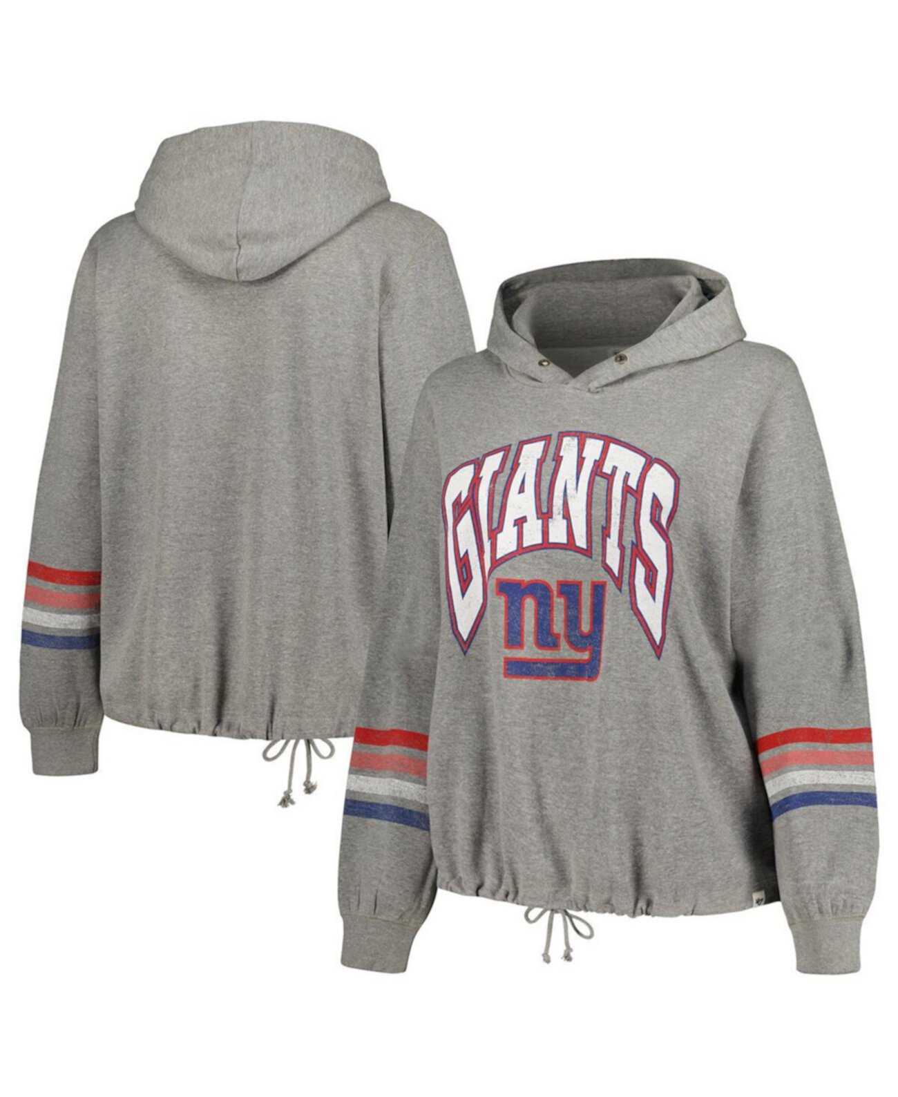 Women's Heather Gray Distressed New York Giants Plus Size Upland Bennett Pullover Hoodie '47 Brand