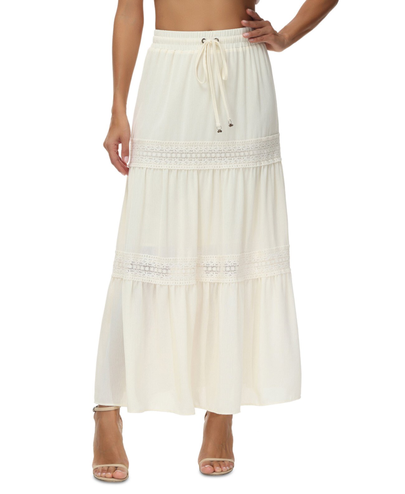 Women's Jules Cotton Lace-Trim Tiered Maxi Skirt Frye