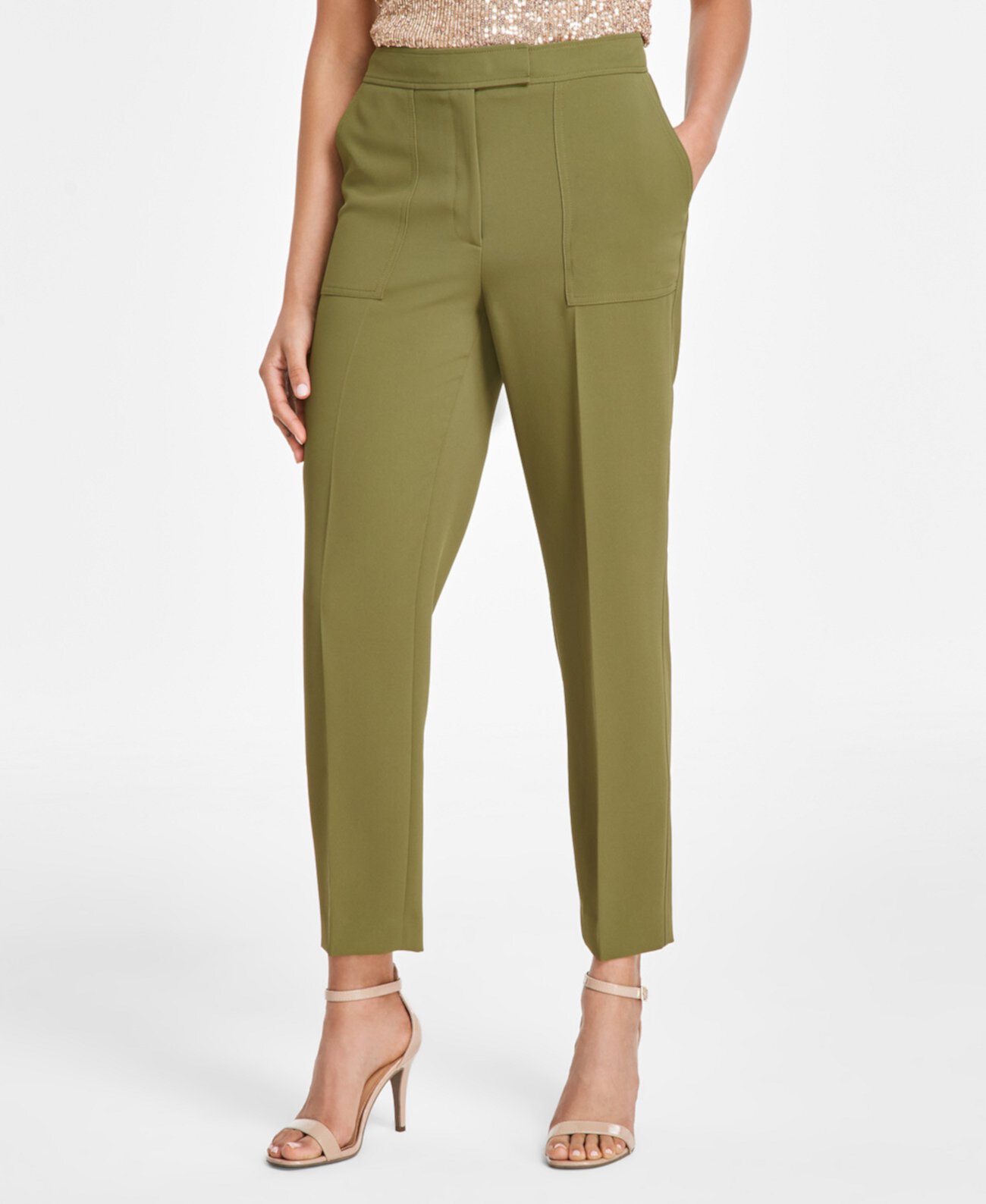 Женские Повседневные брюки Anne Klein Petite Twill High Rise Anne Klein