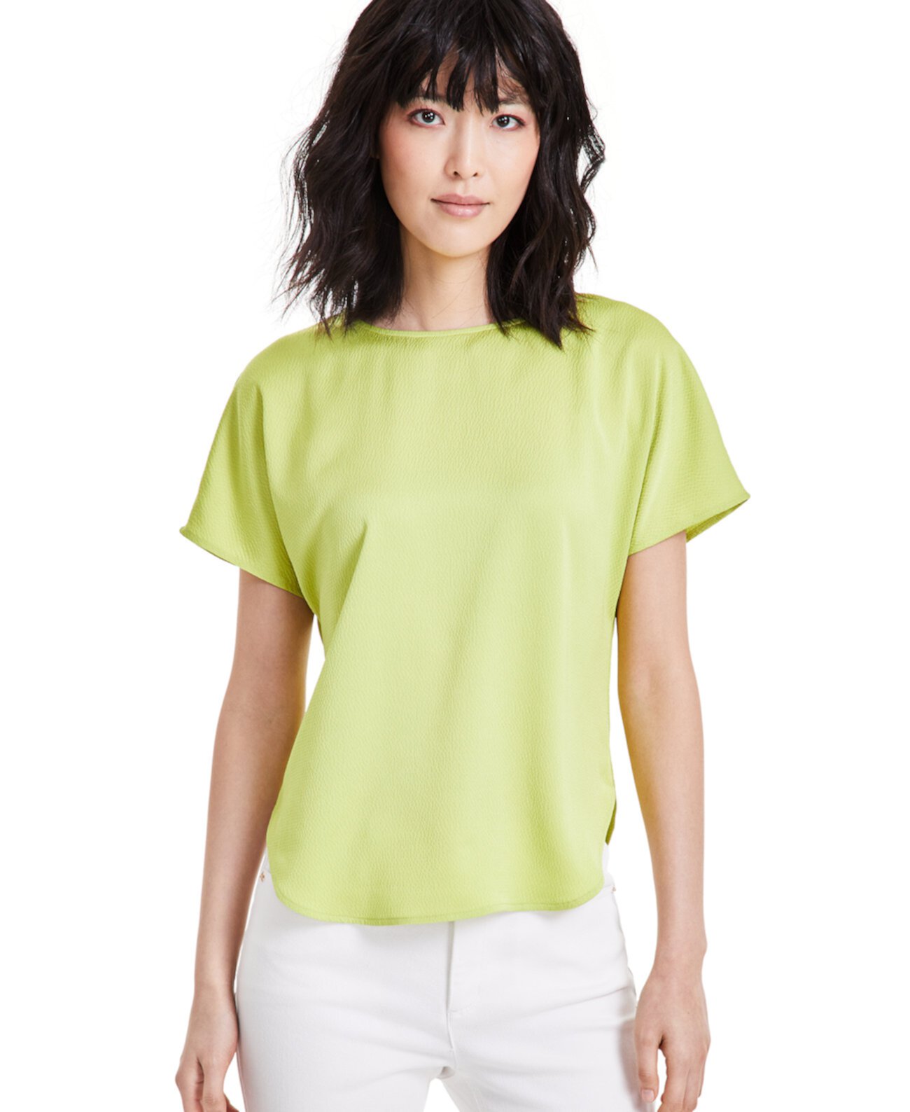 Women's Satin Boat-Neck Top Anne Klein