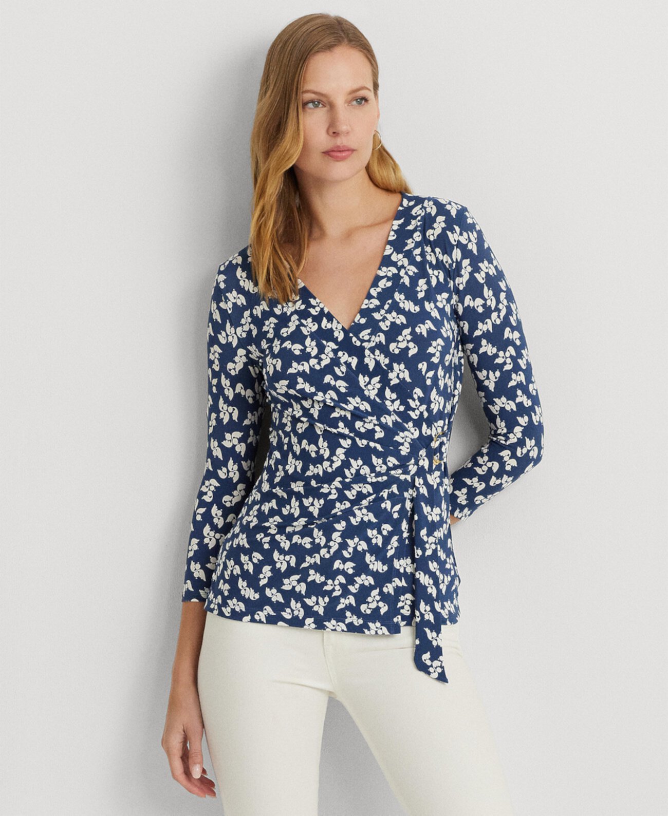 Women's Floral Faux-Wrap Top LAUREN Ralph Lauren