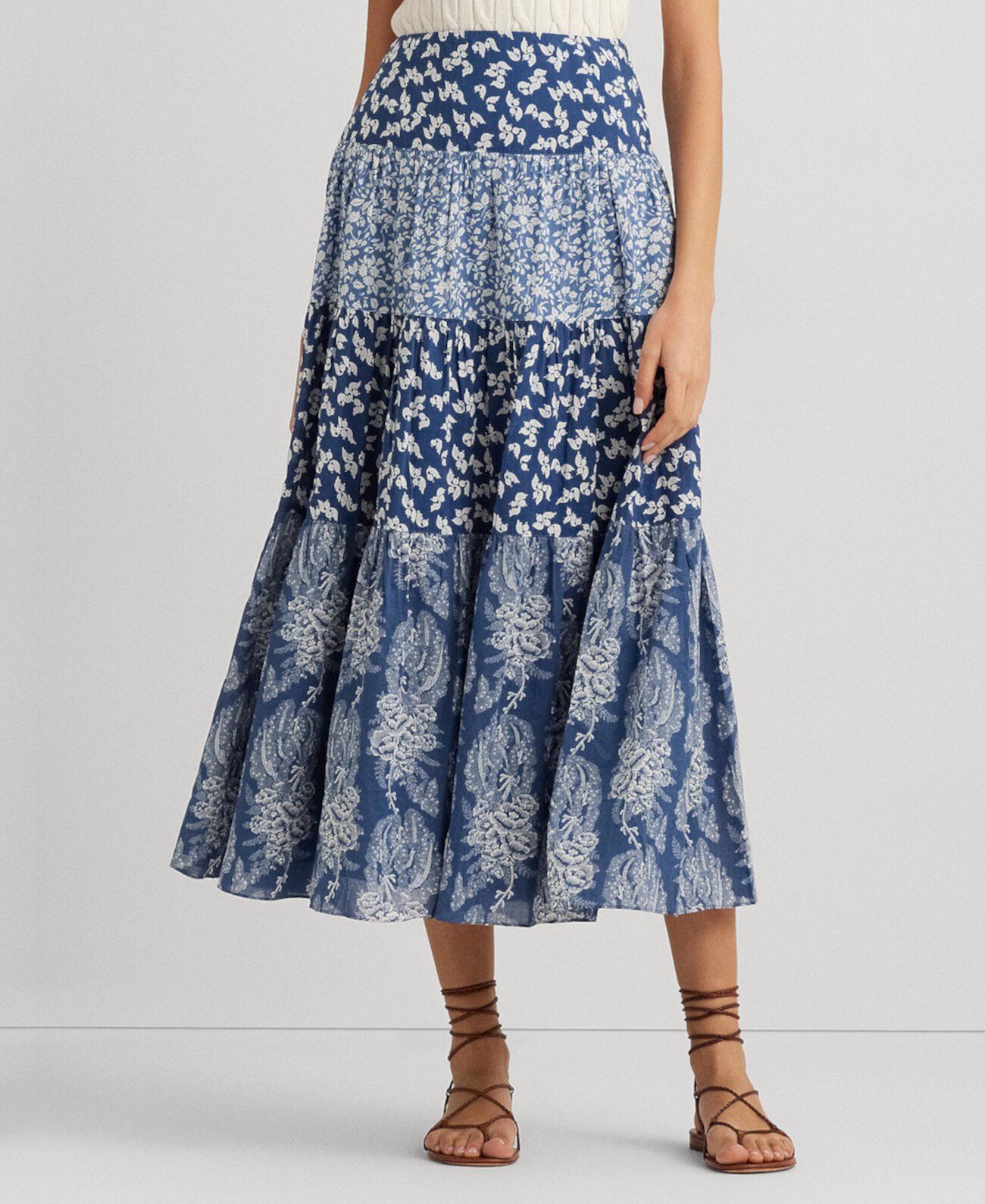 Women's Patchwork Floral A-Line Skirt LAUREN Ralph Lauren