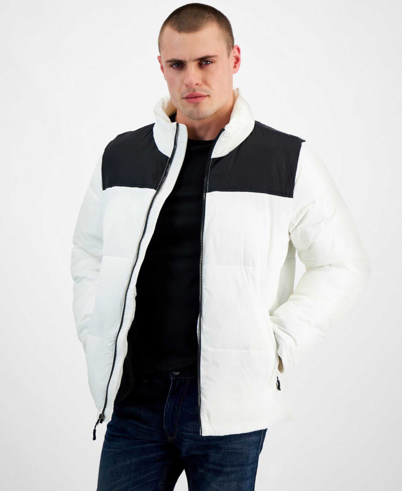 Men's Colorblocked Quilted Full-Zip Puffer Jacket, Created for Macy's Club Room