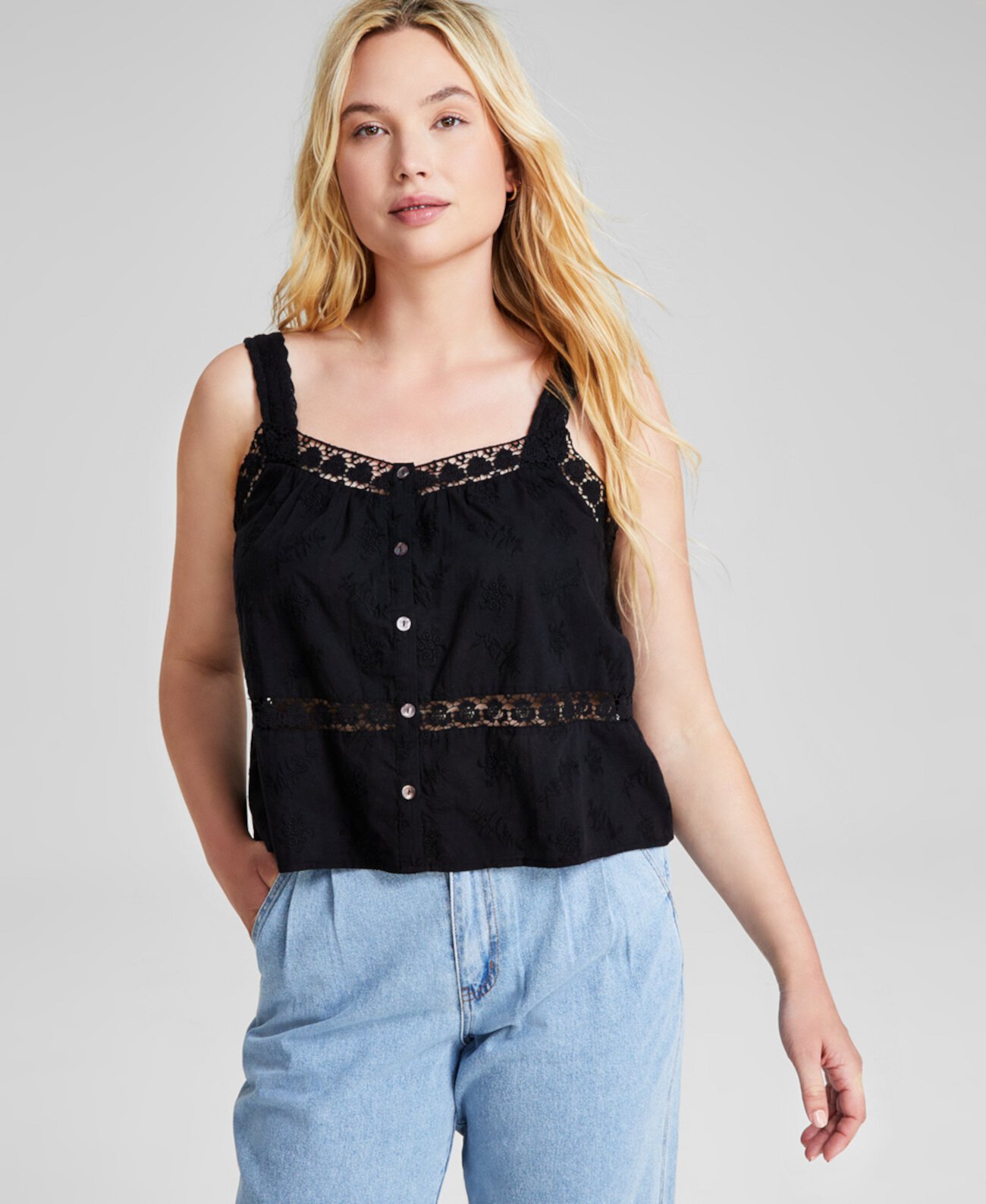 Women's Woven Crochet Tank Top, Created for Macy's And Now This