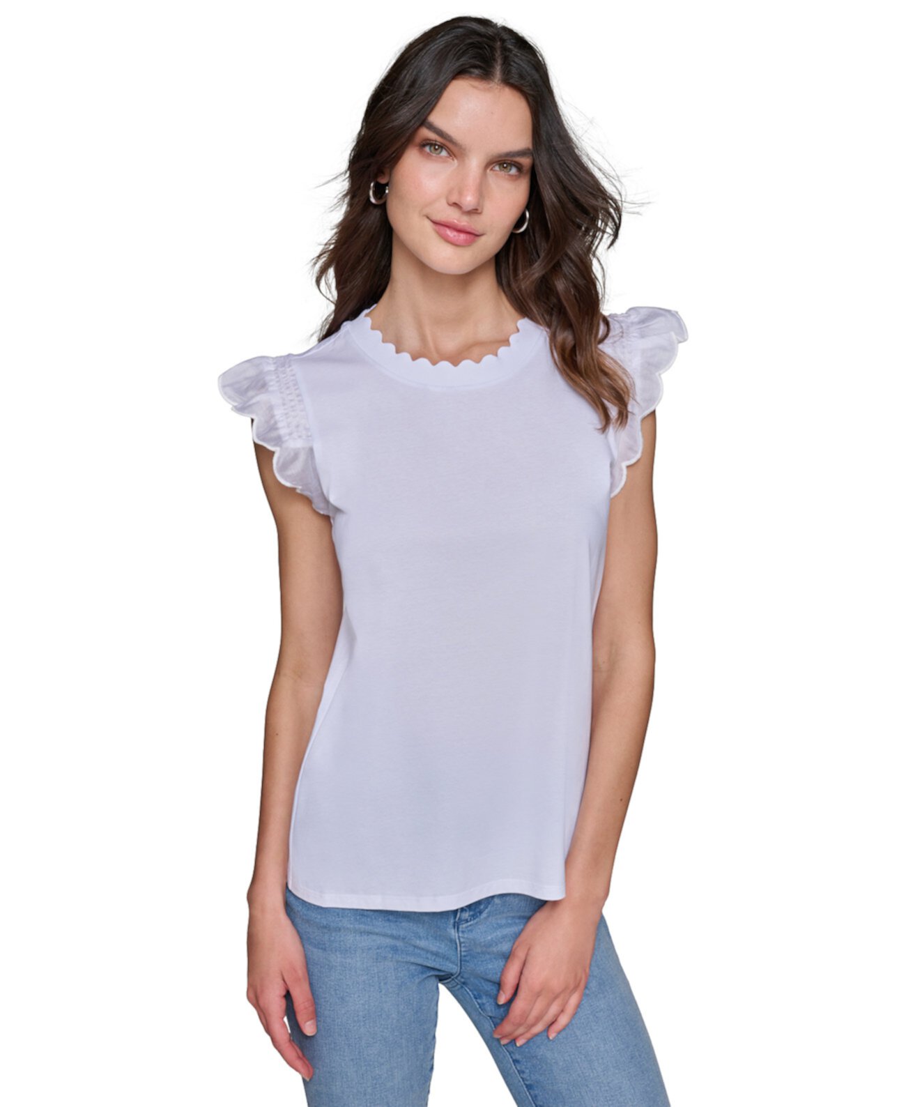 Women's Ruffle-Trim Sleeveless Top Karl Lagerfeld Paris