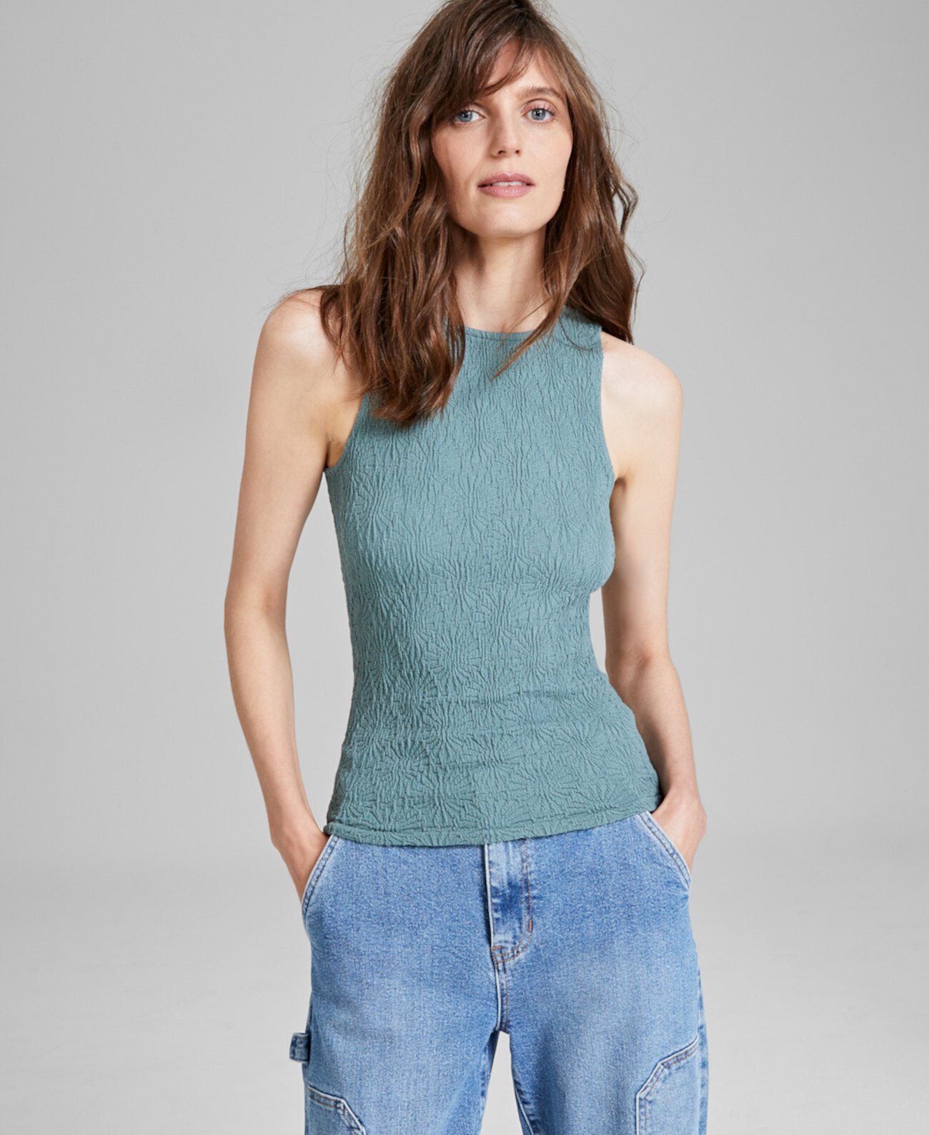 Women's Textured Sleeveless Tank Top, Created for Macy's And Now This