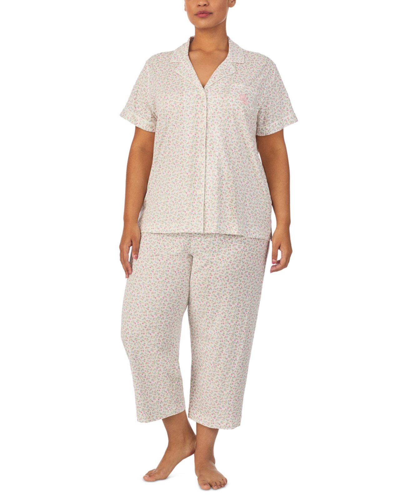 Plus Size 2-Pc. Printed Capri Pajamas Set LAUREN Ralph Lauren