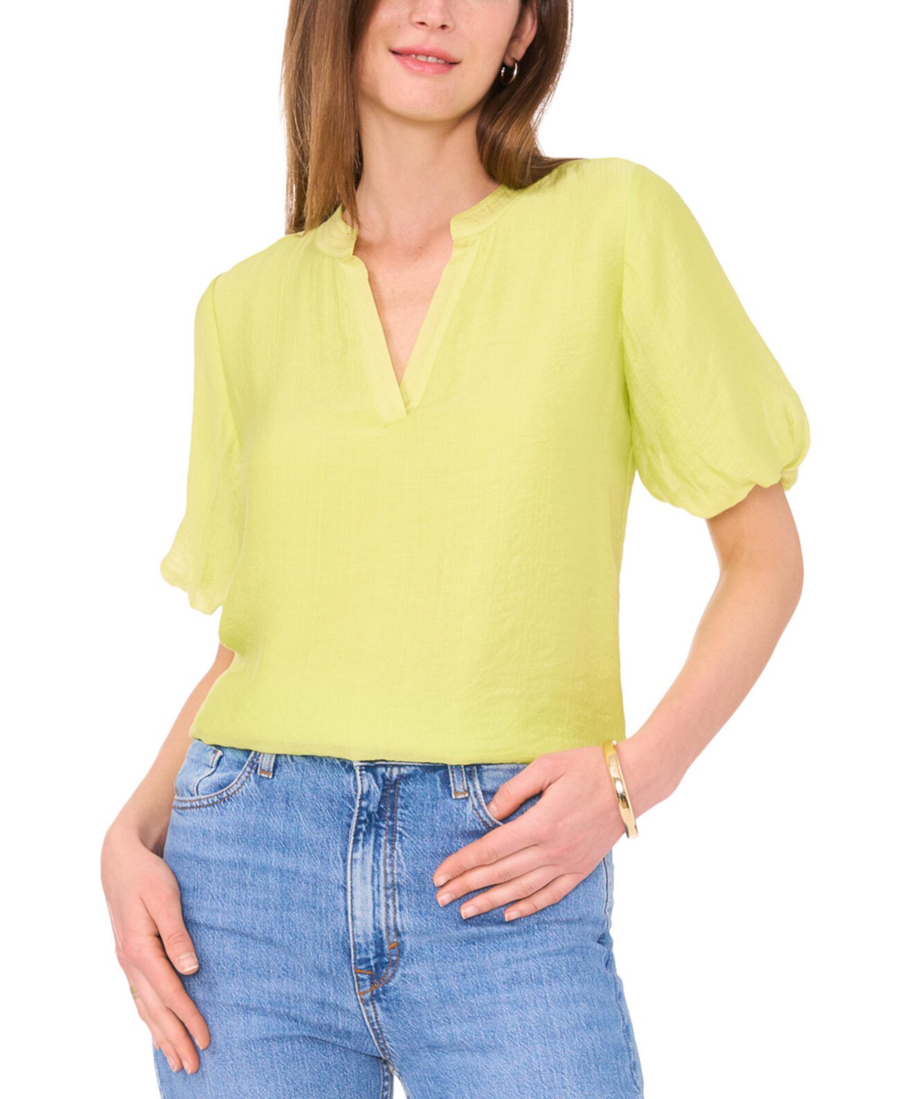 Women's Split-Neck Puff Sleeve Top Vince Camuto