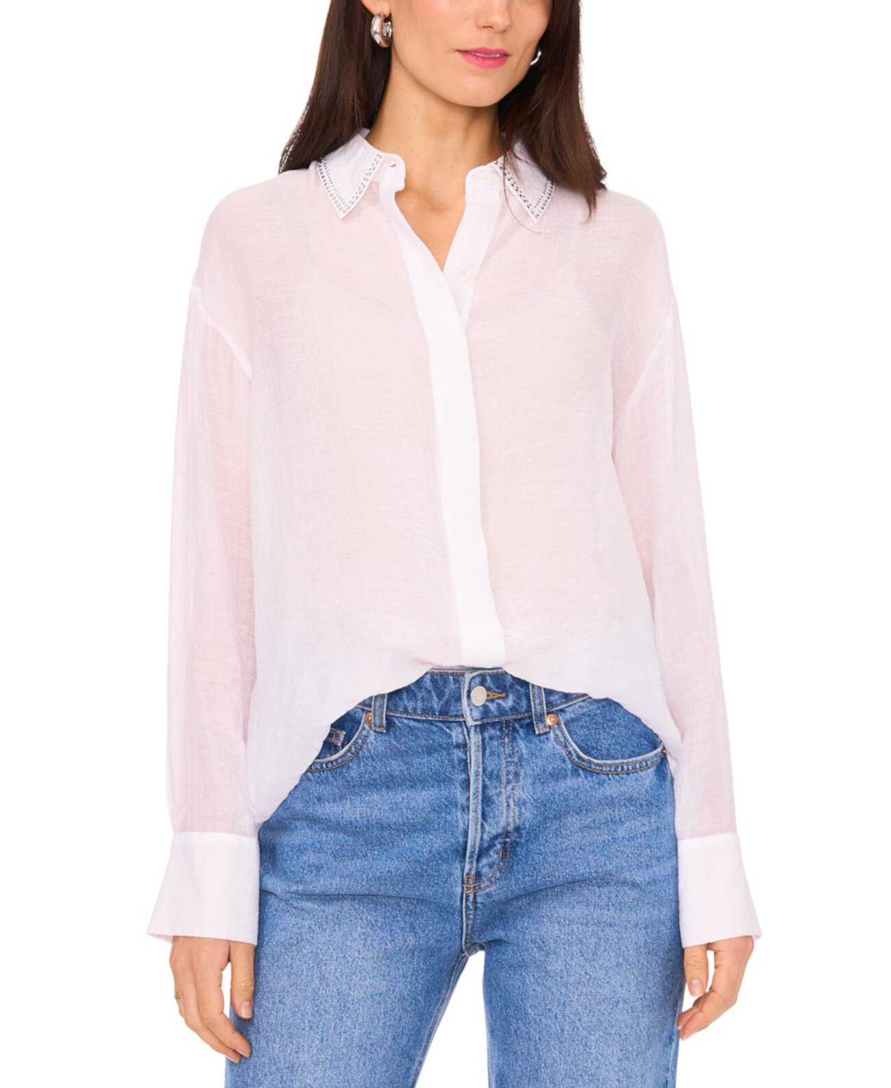 Women's Embellished-Collar Button-Front Top Vince Camuto