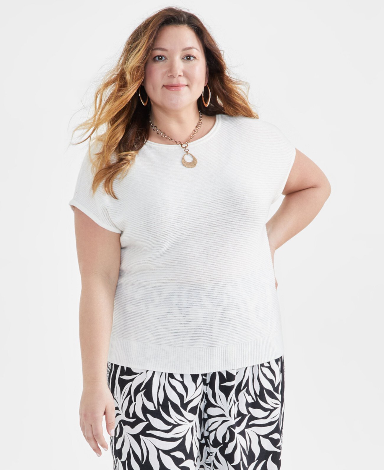 Plus Size Textured Dolman-Sleeve Sweater, Created for Macy's Style & Co
