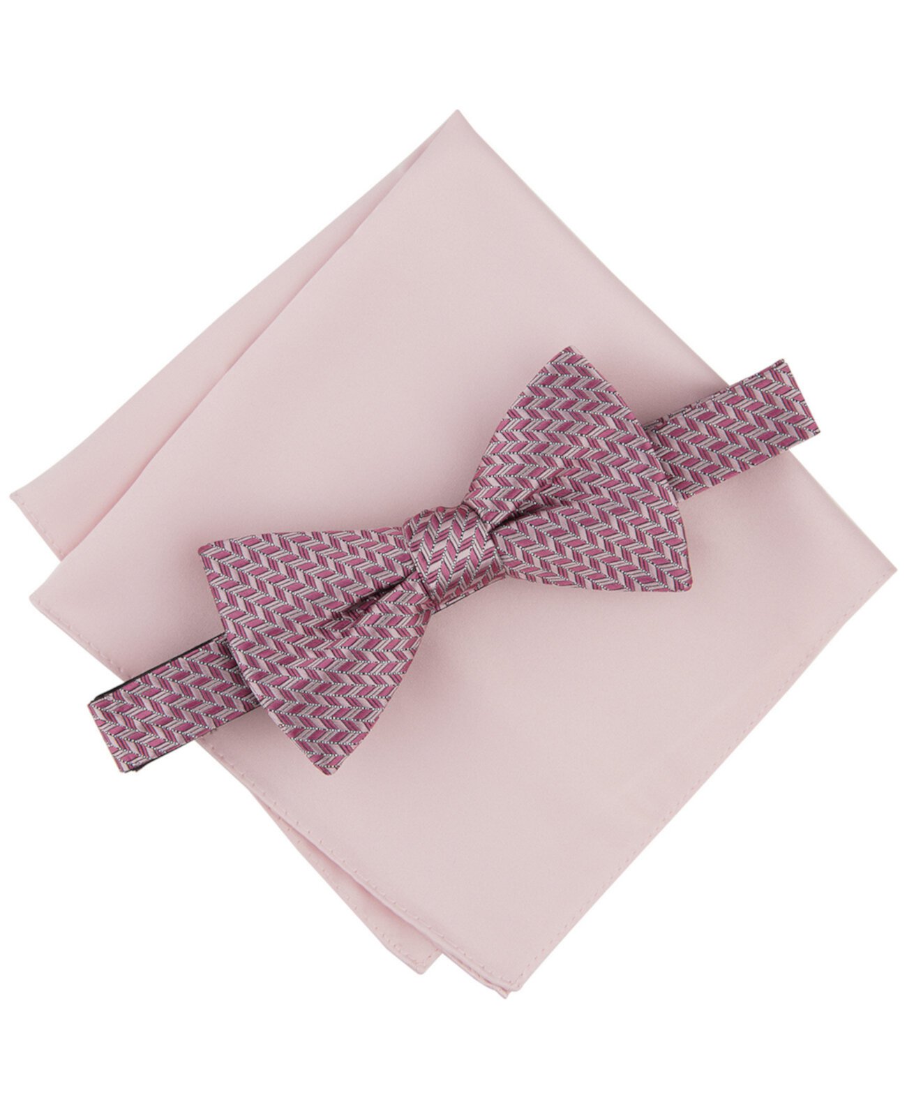 Men's Earl Mini-Chevron Bow Tie & Solid Pocket Square Set, Created for Macy's Alfani