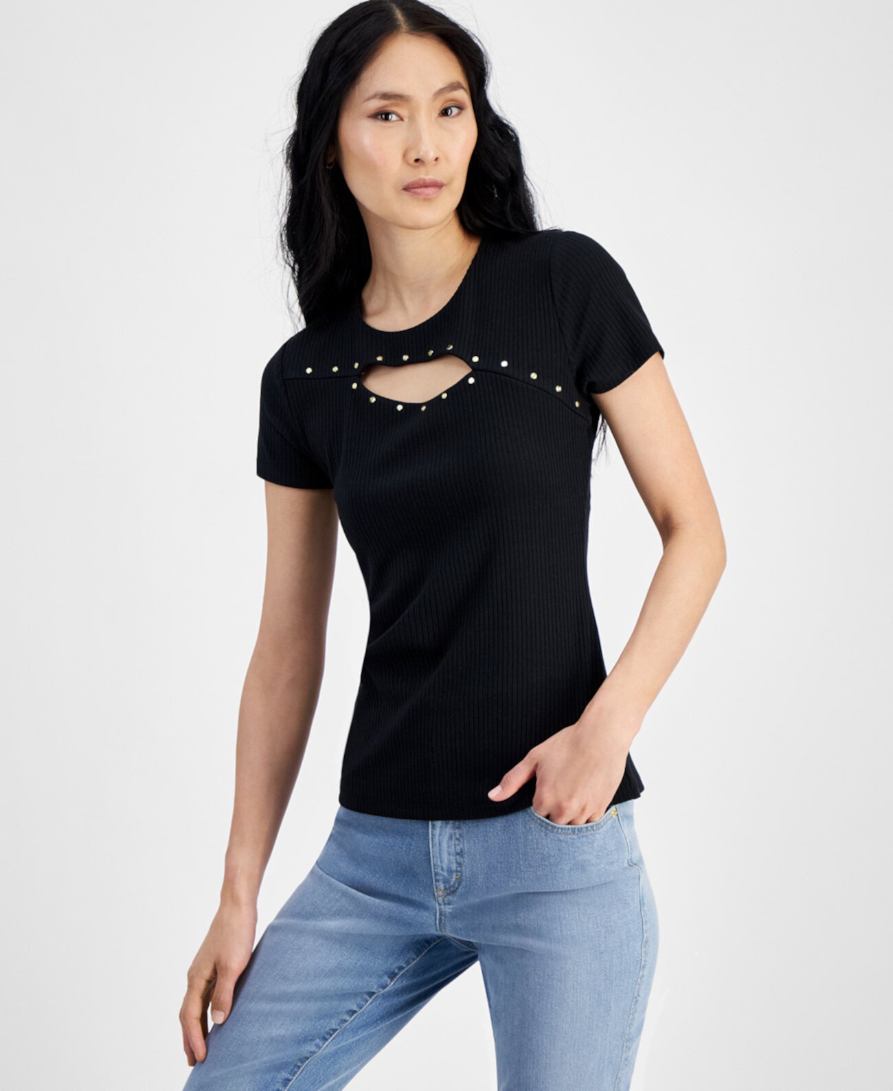 Women's Fitted Cutout Top, Created for Macy's I.N.C. International Concepts