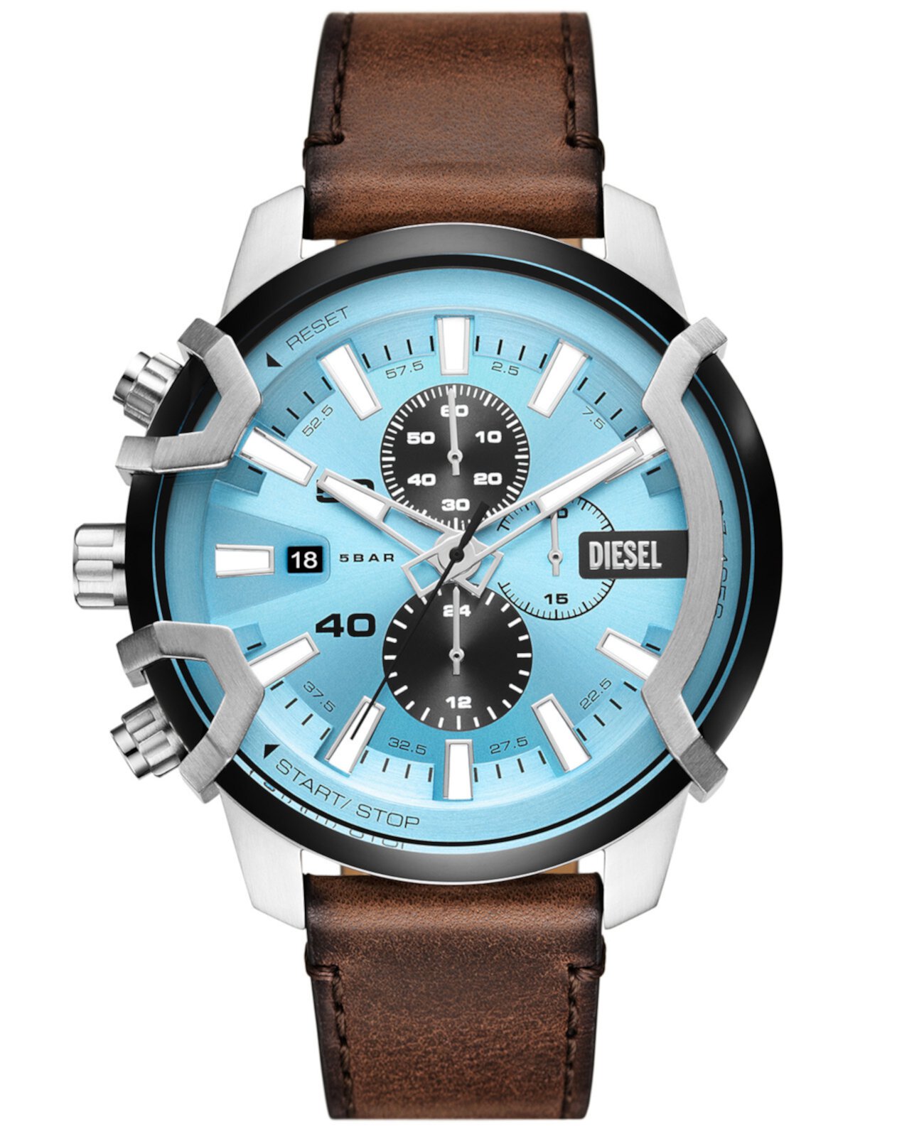 Men's Griffed Chronograph Brown Leather Watch 48mm Diesel