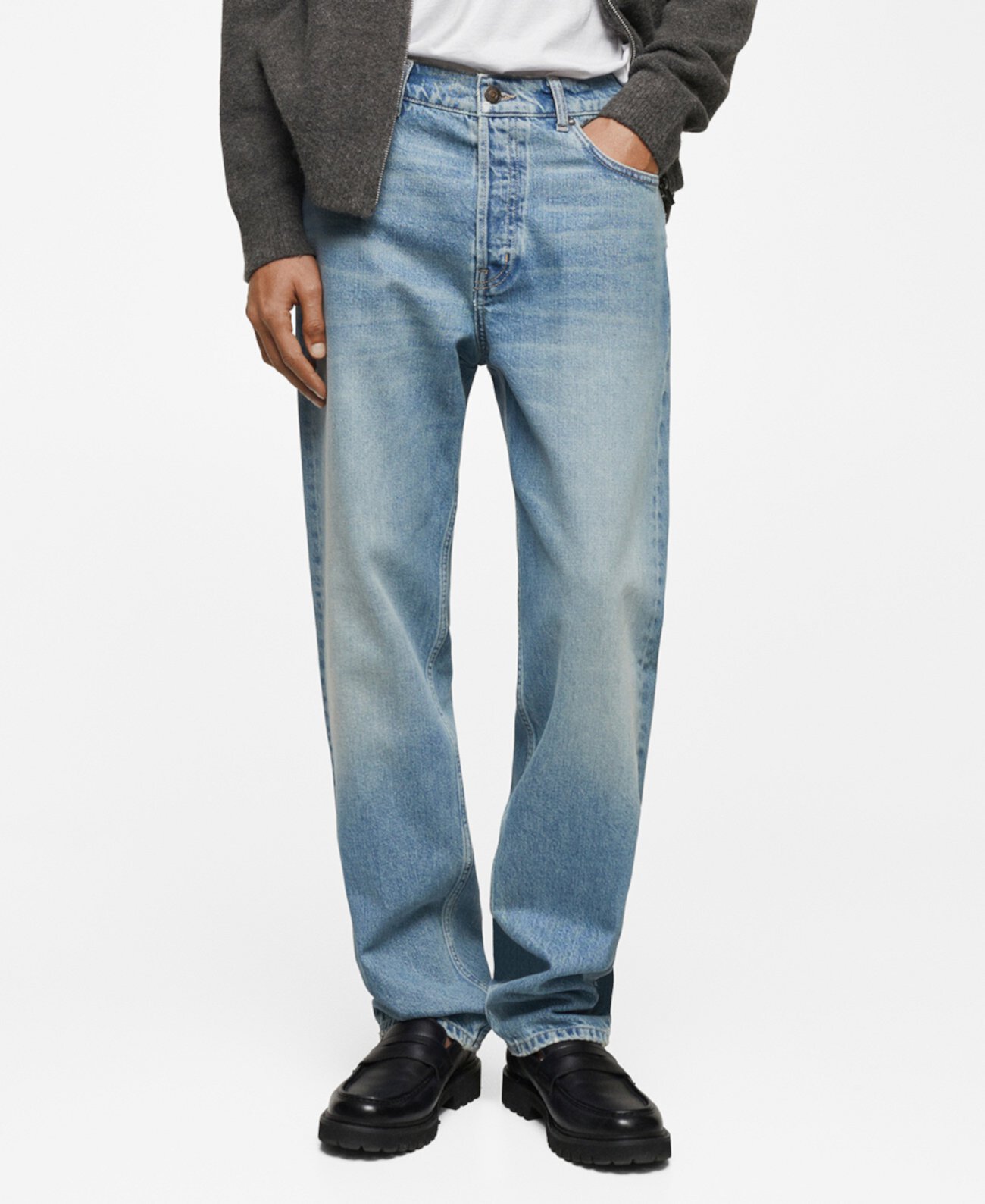 <b>MANGO</b> <b>Men</b>&#x27;s Relaxed-Fit Medium Wash <b>Jeans</b>.