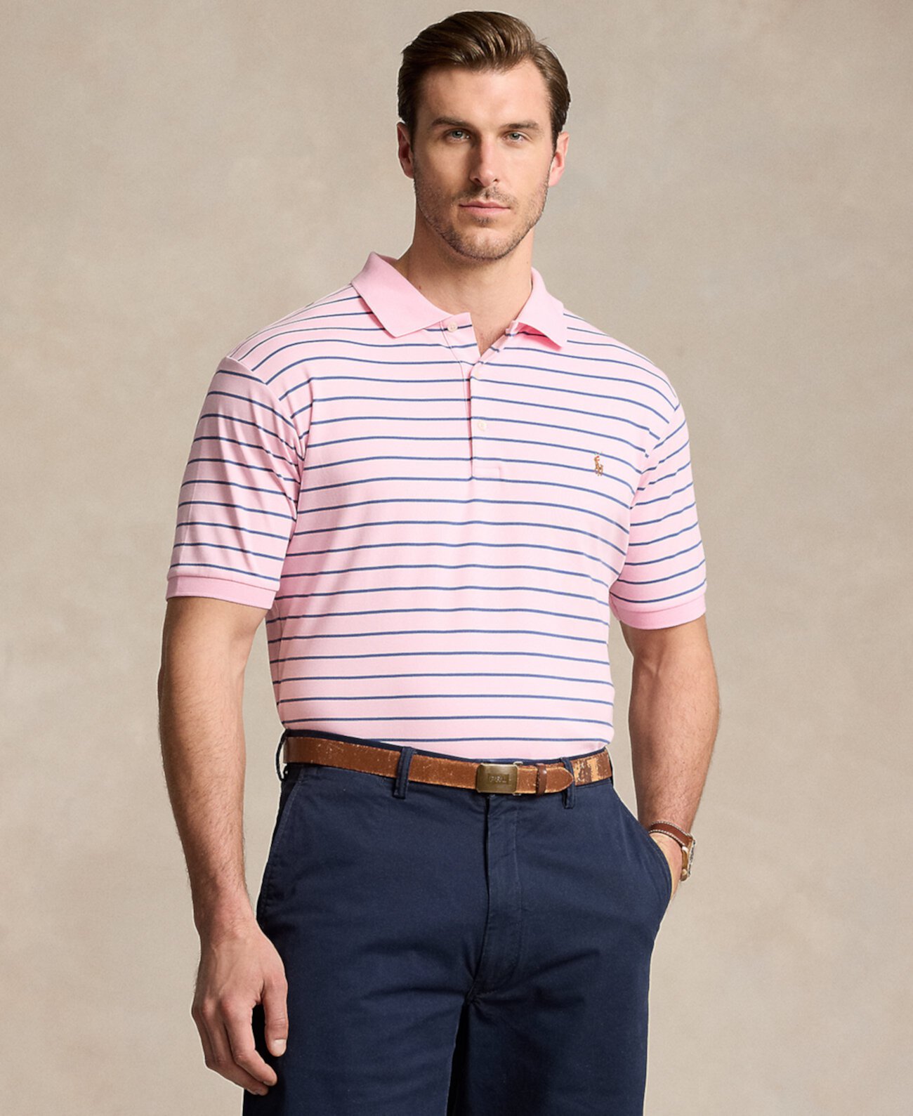 Мужская Повседневная рубашка Polo Ralph Lauren Полосатая интерлок из хлопка Big & Tall Polo Ralph Lauren