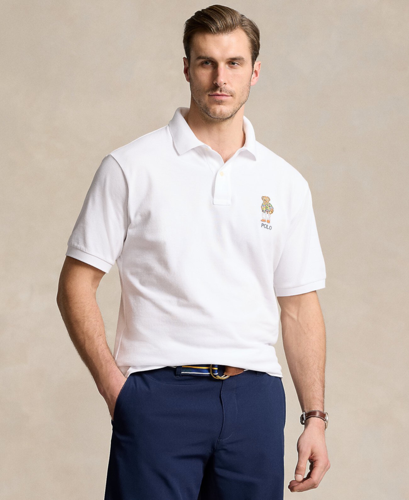 Мужская Повседневная рубашка Polo Ralph Lauren Big & Tall с вышитым Поло Медведем из сетчатого хлопка Polo Ralph Lauren