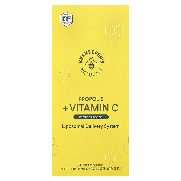 Propolis + Vitamin C, 12 Packets, 0.27 fl oz (8 ml) Each Beekeeper's Naturals