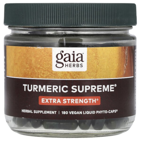 Turmeric Supreme, Extra Strength, 180 Vegan Liquid Phyto-Caps (Веганские жидкие фитокапсулы) Gaia Herbs