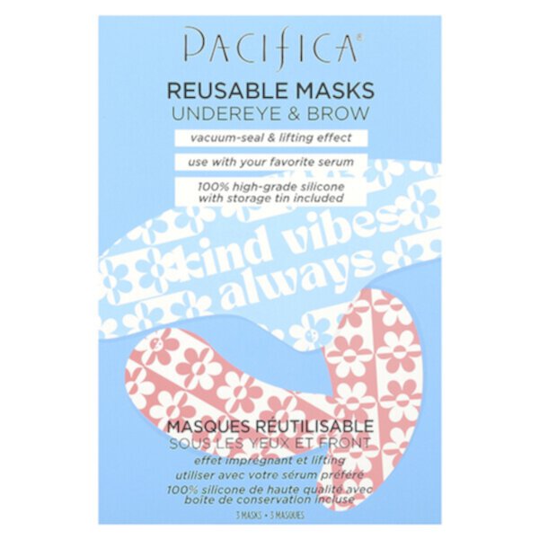 Reusable Undereye & Brow Beauty Masks, 3 Masks Pacifica
