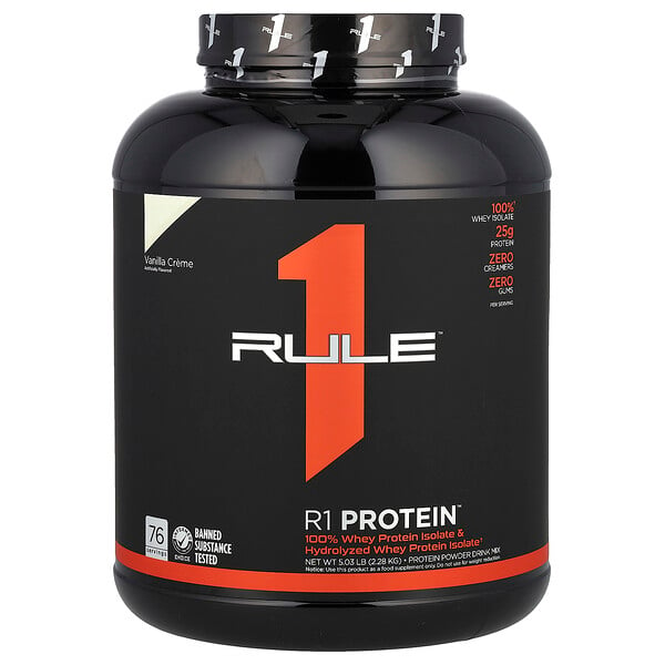 R1 Protein Powder Drink Mix, Vanilla Creme, 5.03 lb (2.28 kg) Rule One Proteins