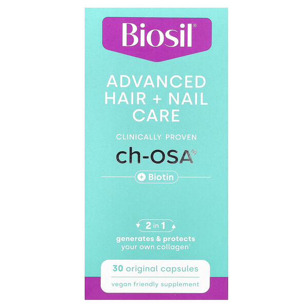 Advanced Hair + Nail Care + Biotin, 30 Original Capsules BioSil