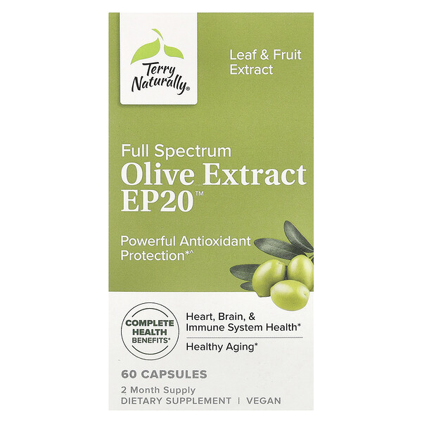 Full Spectrum Olive Extract EP20™, 60 Capsules Terry Naturally