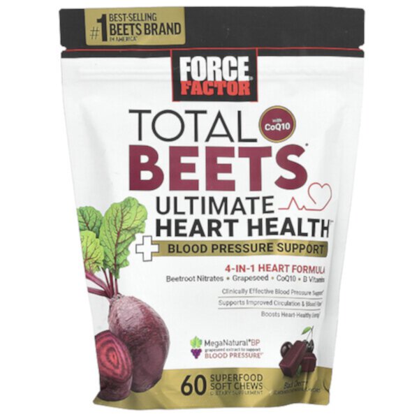 Total Beets® With CoQ10, Black Cherry, 60 Superfood Soft Chews (Мягкие жевательные конфеты) Force Factor