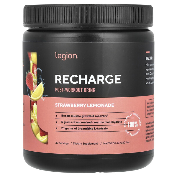 Recharge, Post-Workout Drink, Strawberry Lemonade, 0.6 lbs (276 g) Legion Athletics