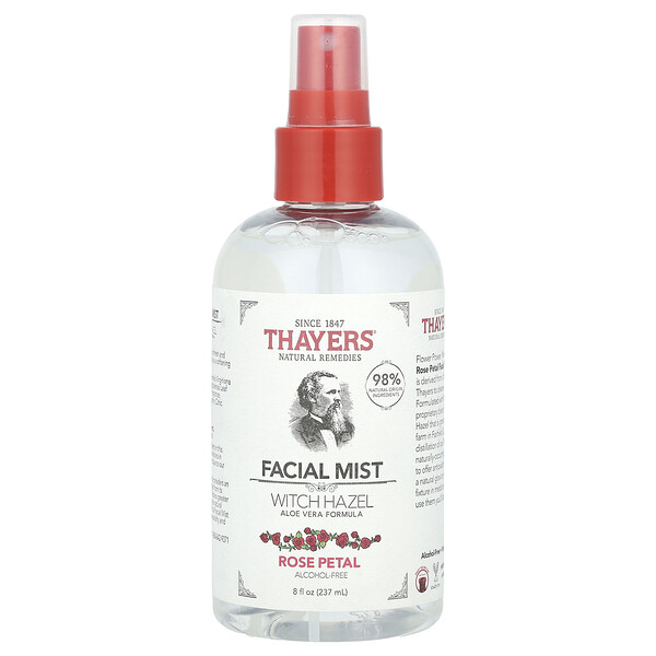 Witch Hazel Facial Mist, Alcohol-Free, Rose Petal, 8 fl oz (237 ml) Thayers