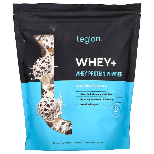 Whey+, Whey Protein Powder, Cookies & Cream, 1.94 lbs (879 g) Legion Athletics