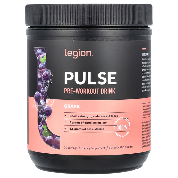 Pulse, Pre-Workout Drink, Grape, 1.08 lbs (492 g) Legion Athletics