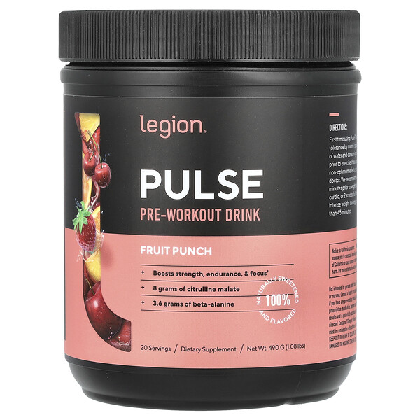 Pulse, Pre-Workout Drink, Fruit Punch, 1.08 lbs (490 g) Legion Athletics