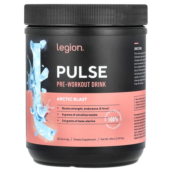 Pulse, Pre-Workout Drink, Arctic Blast , 1.09 lbs (496 g) Legion Athletics