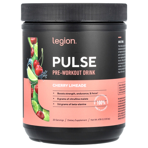 Pulse, Pre-Workout Drink, Cherry Limeade, 1.05 lbs (478 g) Legion Athletics