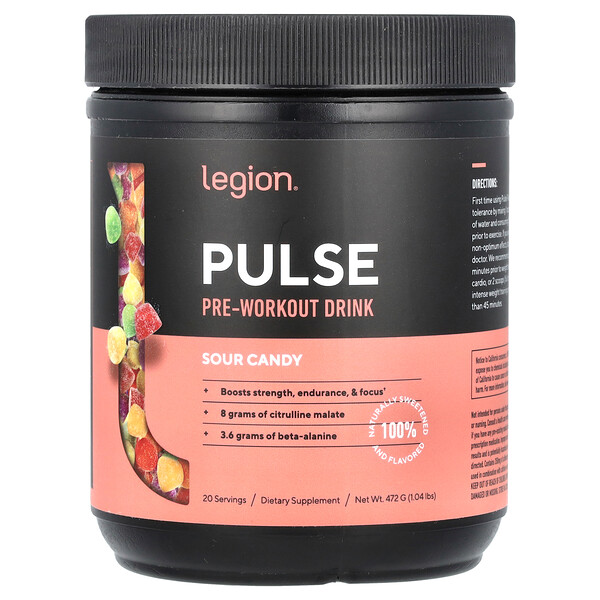 Pulse, Pre-Workout Drink, Sour Candy, 1.04 lbs (472 g) Legion Athletics