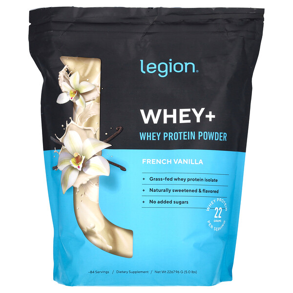 Whey+, Whey Protein Powder, French Vanilla, 5 lbs (2267.96 g) Legion Athletics
