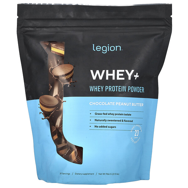 Whey+, Whey Protein Powder, Chocolate Peanut Butter, 2.13 lbs (966 g) Legion Athletics