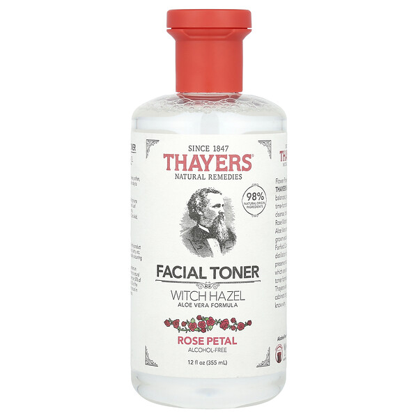 Facial Toner, Witch Hazel, Alcohol-Free, Rose Petal, 12 fl oz (355 ml) Thayers