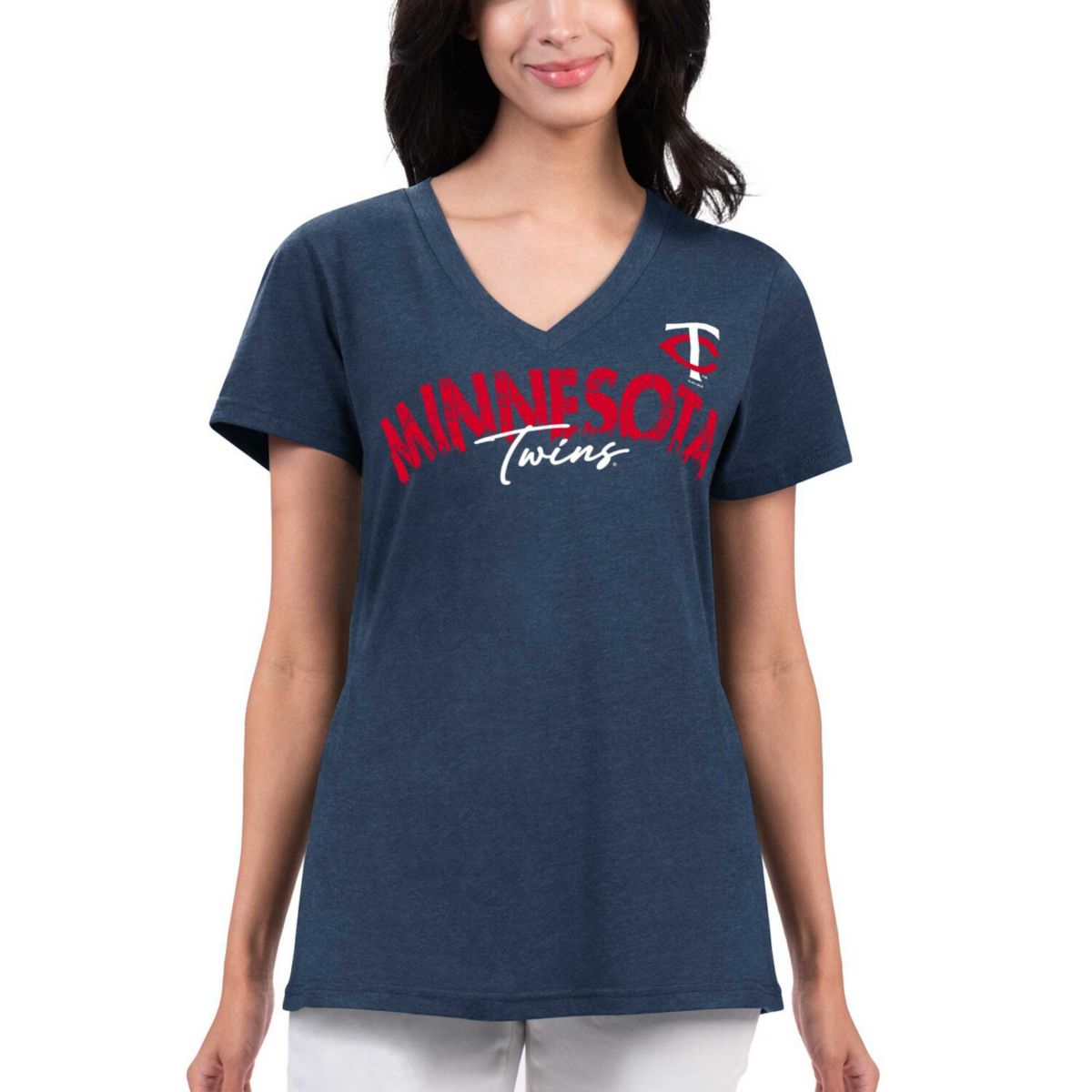 Женская Футболка G-III 4Her by Carl Banks Minnesota Twins Key Move V-Neck In The Style