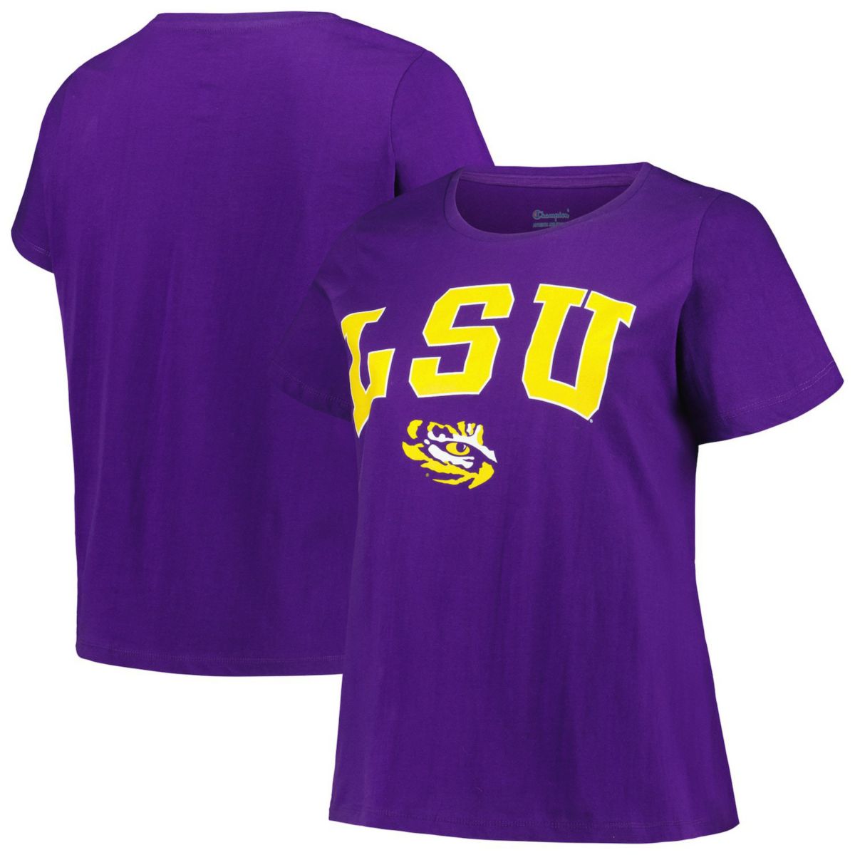 Женская Футболка Profile Фиолетовая LSU Tigers Plus Size Arch Over Logo Scoop Neck Profile