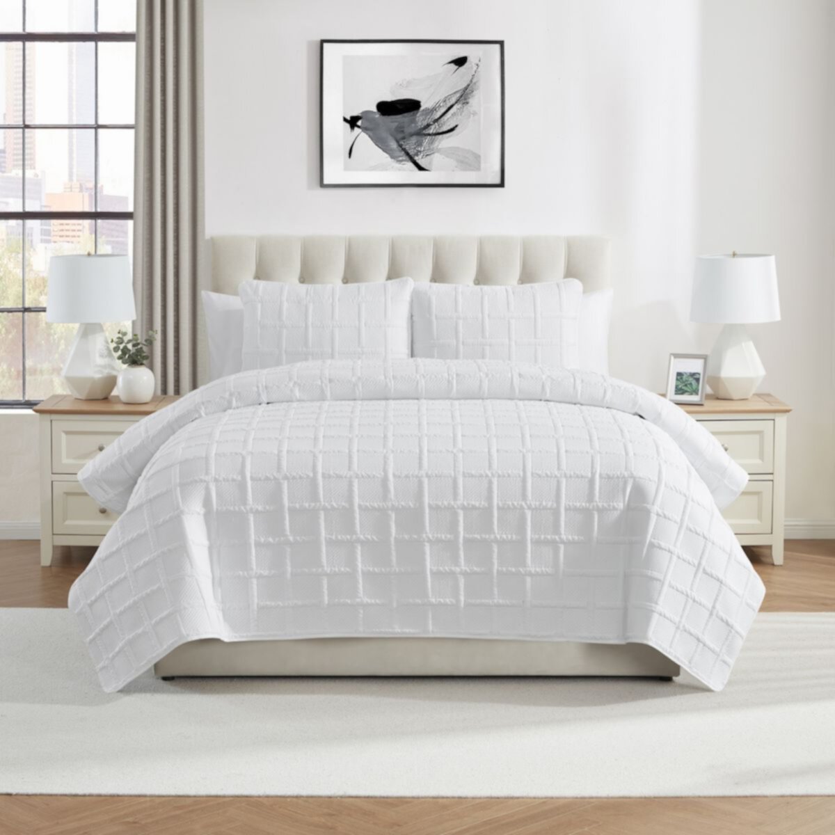 VCNY Home Square 3 pc Square Pinsonic Textured Quilt Set VCNY HOME