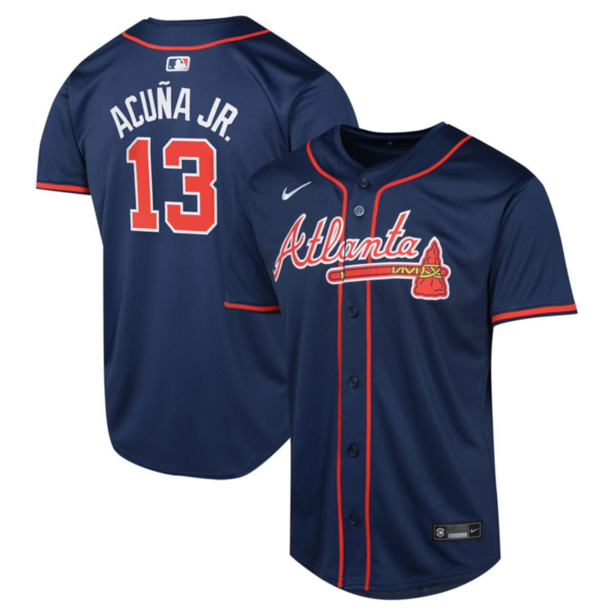 Детское Джерси Nike Ronald Acuña Jr. Navy Atlanta Braves Alternate Limited Player Nitro USA