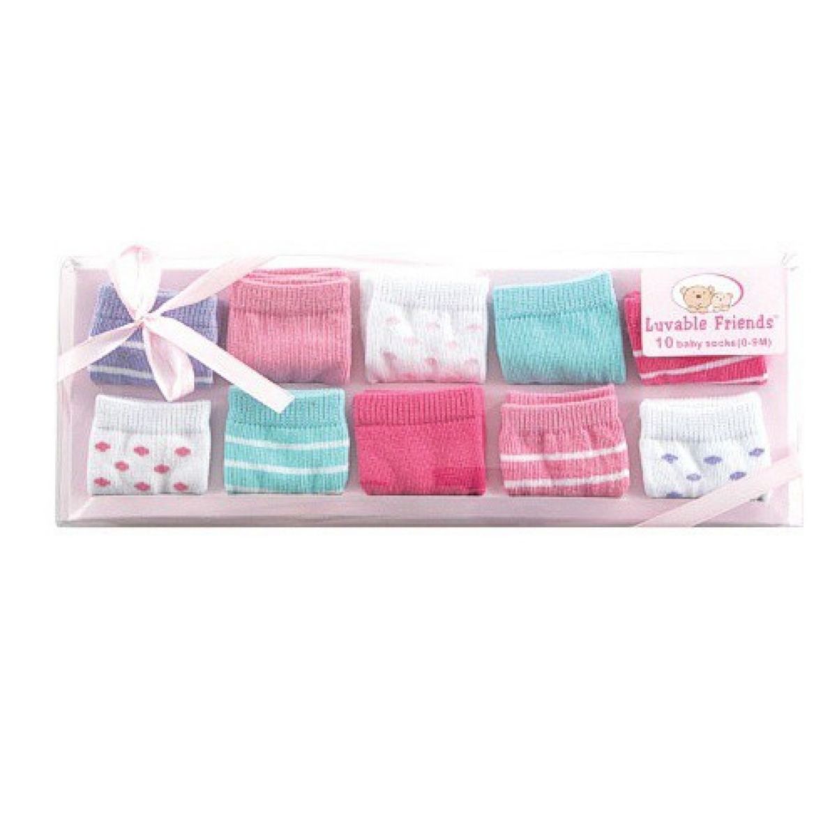 Baby Girl Socks Giftset, Pink 10-Pack, 0-9 Months Luvable Friends