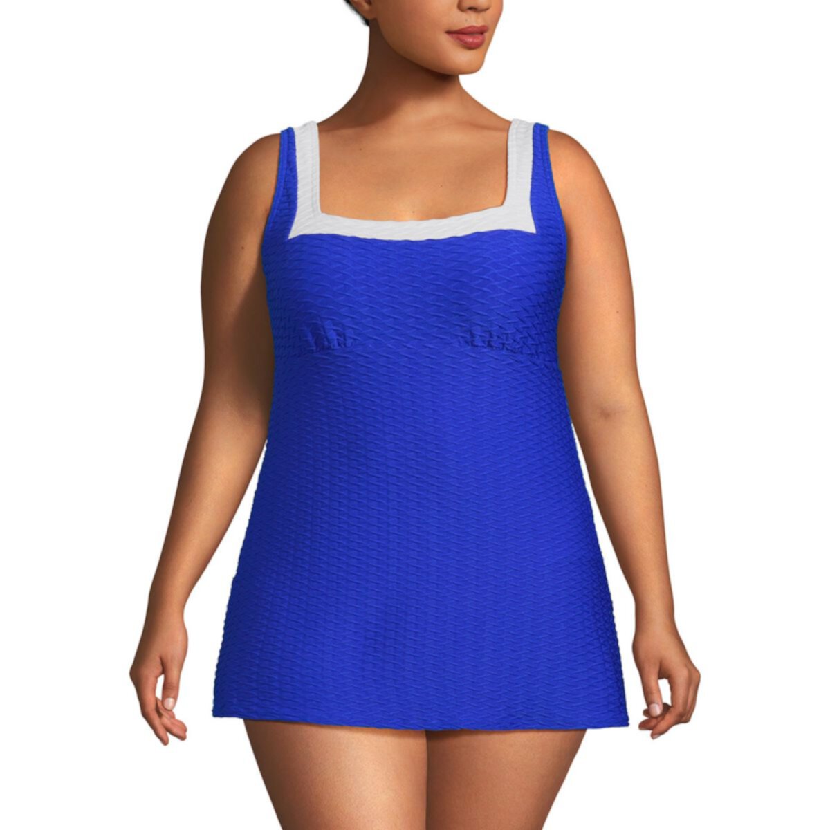 Plus Size Lands' End Texture Squareneck Mini Swimdress Swimsuit Lands' End